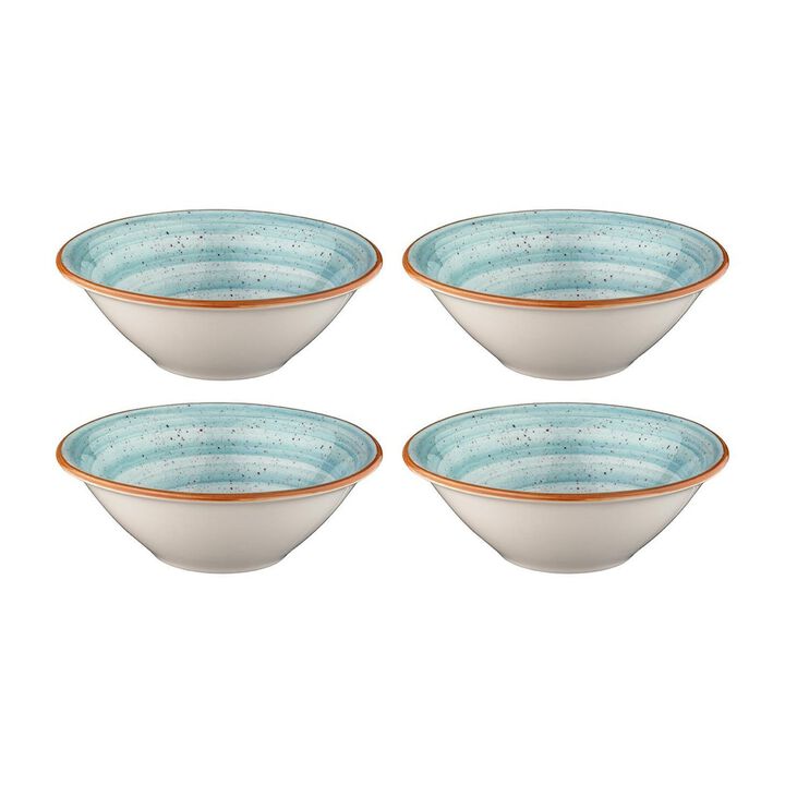 Aqua dia.6.25" h:2" 13 oz. Round Blue Porcelain Bowl (Set of 4)