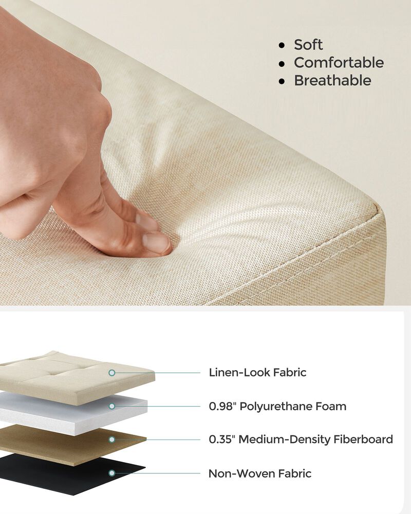 Long Folding Ottoman with Storage and Divider &ndash; 43" Upholstered Bench and Foot Stool for Home Organization