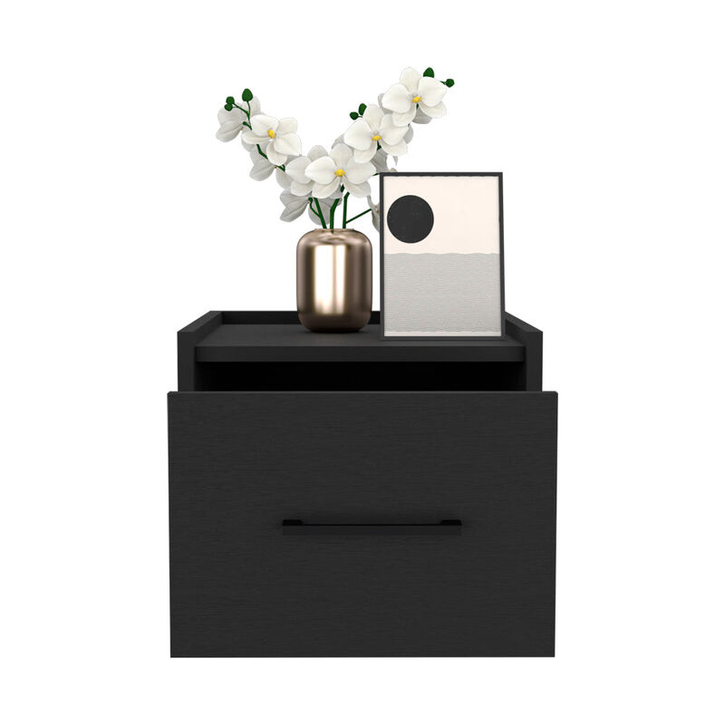 Floating Nightstand Calion, Bedroom, Black