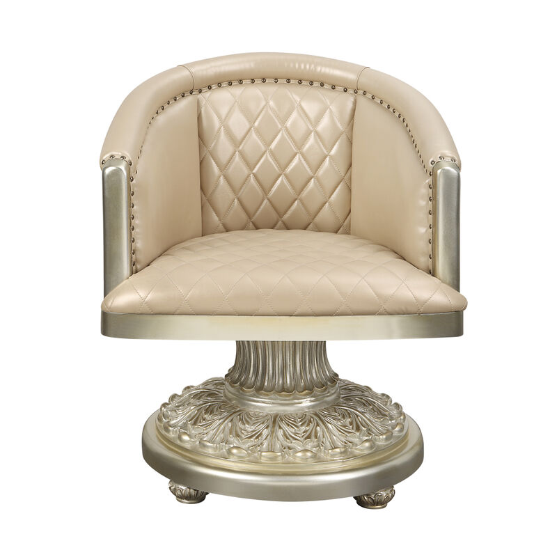 Sorina ARMCHAIR PU & Antique Gold Finish DN image number 1
