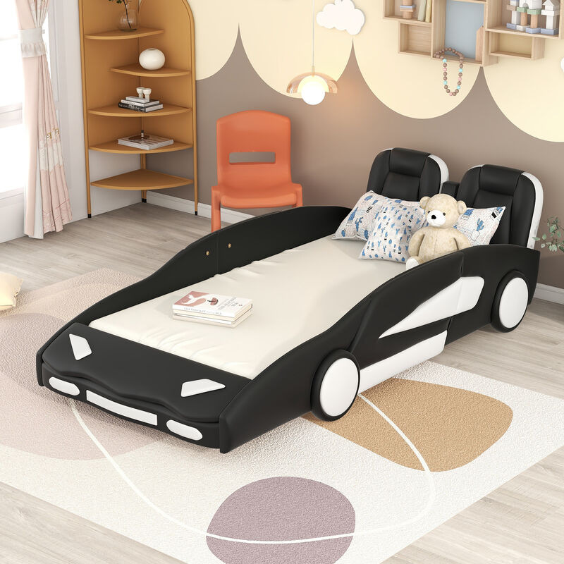 Streamdale Twin Size Race Car-Shaped Platform Bed With Wheels
