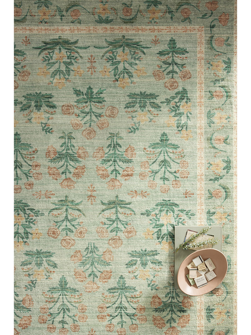 Eden Mughal Rose Moss 2'6" x 11'6" Runner Rug
