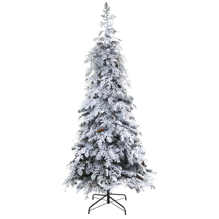 Nearly Natural Flocked Montana Down Swept Spruce Artificial Christmas Tree with Clear LED Lights