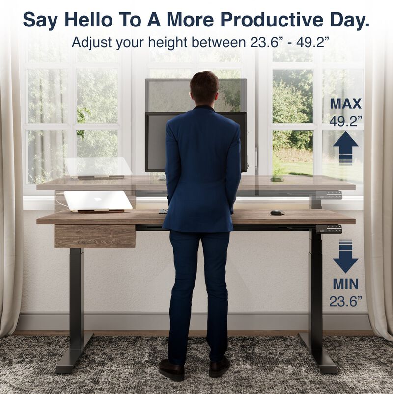 Desky Dual Laminate Sit Stand Desk image number 9