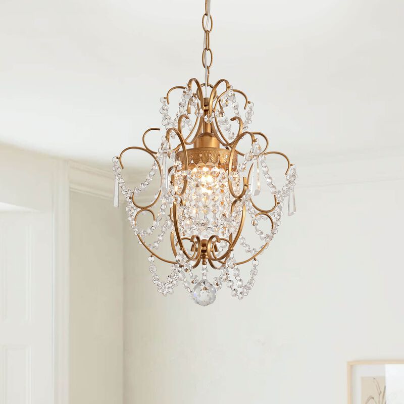 Dalia Glam 1 Light Brushed Brass Mini Crystal Chandelier image number 1
