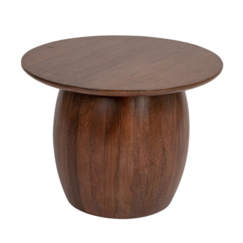 Modern Mango Wood Round Accent Table, Walnut image number 0
