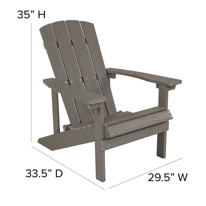 Flash Furniture Charlestown Indoor/Outdoor Faux Wood Adirondack Chair, Weather-Resistant Polyresin Patio Adirondack Chair with 350-lb. Static Weight Capacity, Gray image number 3