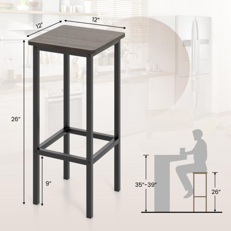 Hivvago Set of 4 Bar Stool Set Bar Chair with Metal Legs and Footrest
