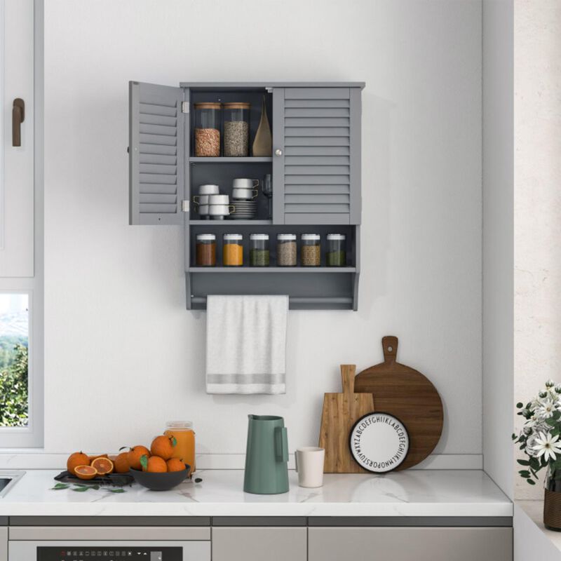 Hivvago 2-Doors Bathroom Wall-Mounted Medicine Cabinet with Towel Bar