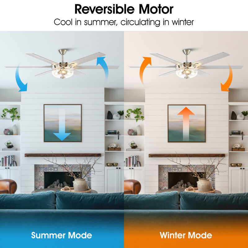 70 in. Modern Brushed Nickel DC Motor Ceiling Fan with Light and Remote