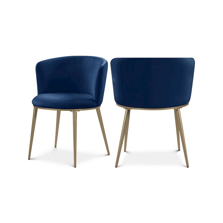 Meridian Furniture Skylar Navy Velvet Dining Chair, Set of 2
