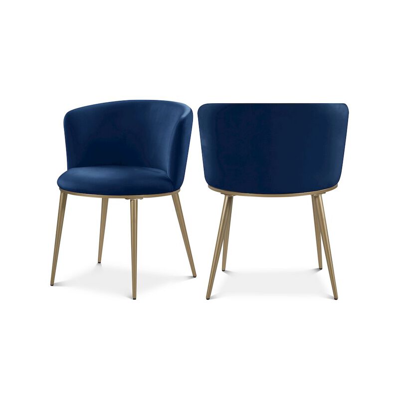 Meridian Furniture Skylar Navy Velvet Dining Chair, Set of 2