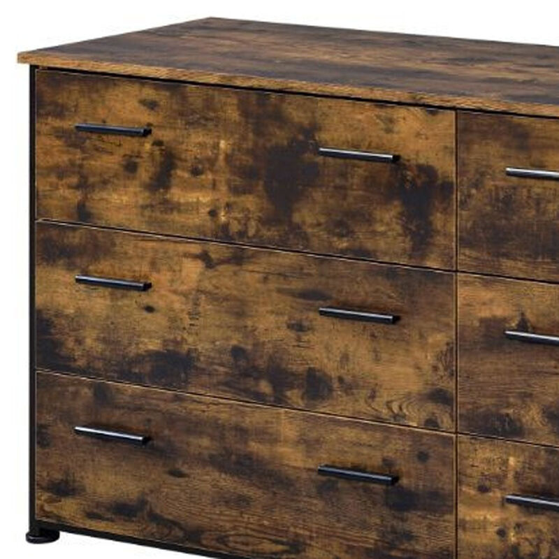 Solid Wood Six-Drawer Double Dresser for Bedroom Storage
