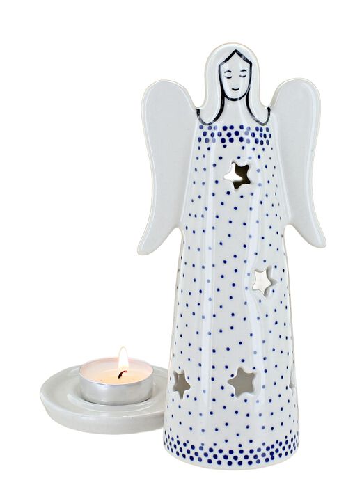 Blue Rose Polish Pottery Dots Large Angel Luminary