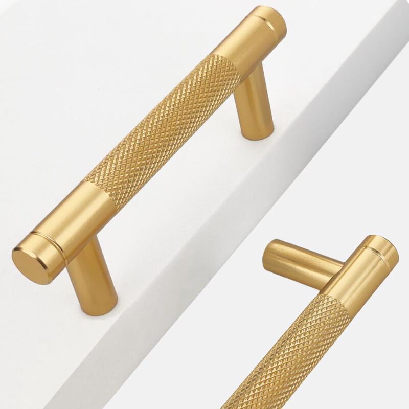 Westablize 24 Pack 3 Inch 76 mm Bar Cabinet Pulls Gold Knurled Handles for Brushed Gold Drawer Pulls Cupboard Aluminum Handles C