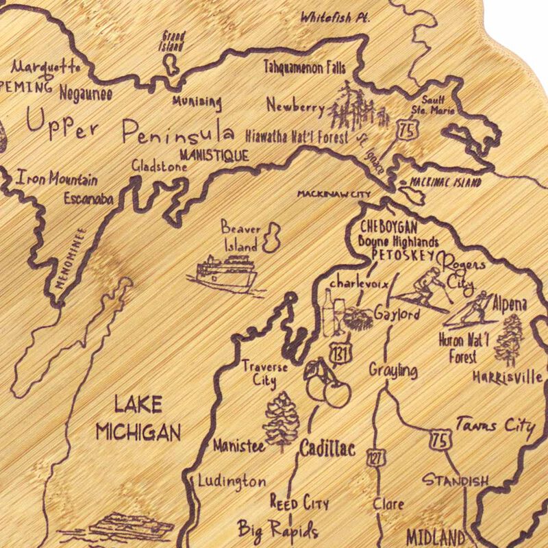 Destination Michigan Cutting Board, 16-3/4" x 16-1/2"