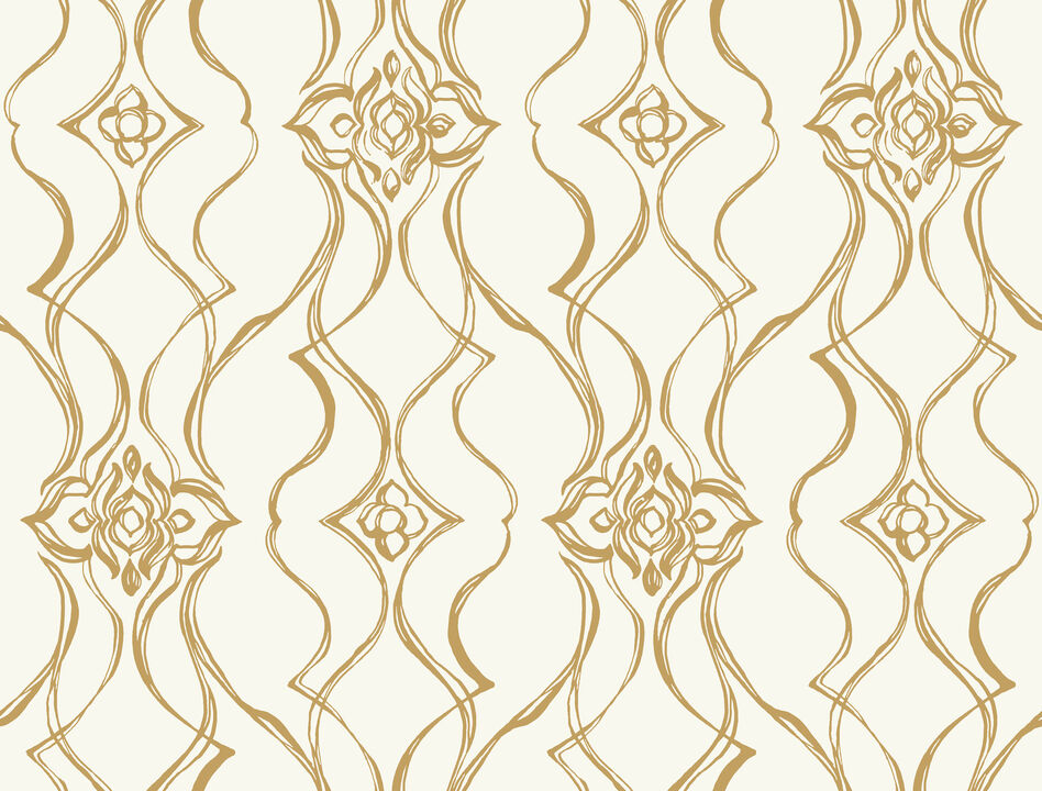 Pirouette White & Gold Wallpaper