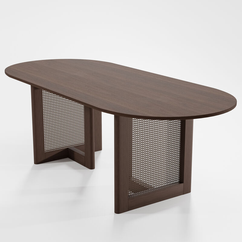 79 Cinna Black Oak Wood Oval Dining Table (Seats 8).