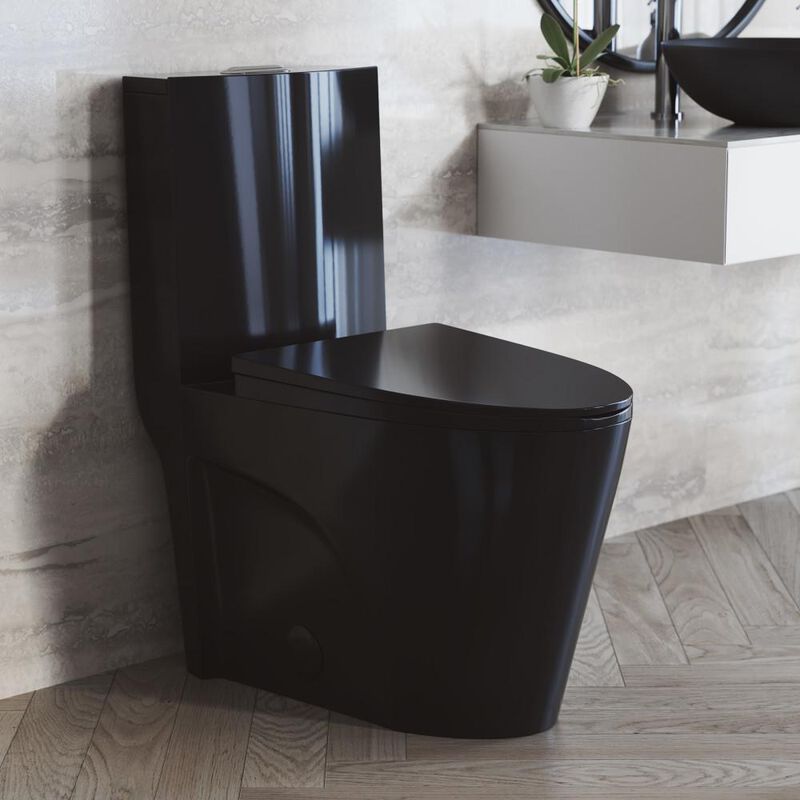 Swiss Madison St. Tropez One Piece Elongated Toilet Vortex&trade; Flush in Glossy Black 1.1/1.6 gpf. image number 4