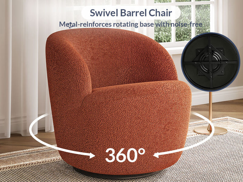 BELLEZE Swivel Barrel Chair, Velvet Modern Round Swivel Accent Chair, 360° Upholstered Swivel Single Sofa Armchair, Comfy Swivel Accent Chair for Living Room Bedroom - Slate (Brick)