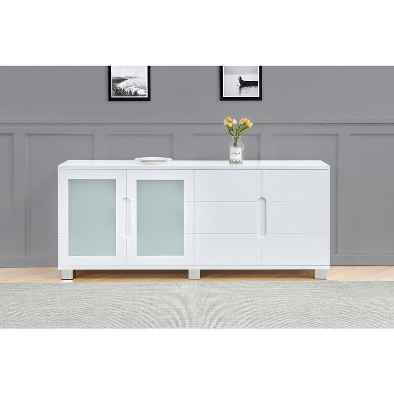 Best Quality Furniture High Gloss White 4 door server