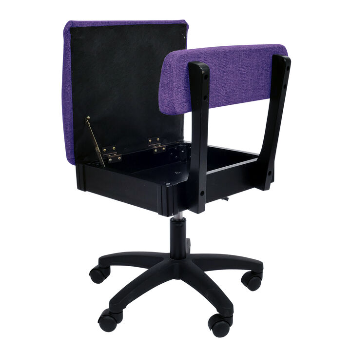 Hydraulic Sewing Chair with Adjustable Height and Cushion Seat &ndash; Royal Purple Print