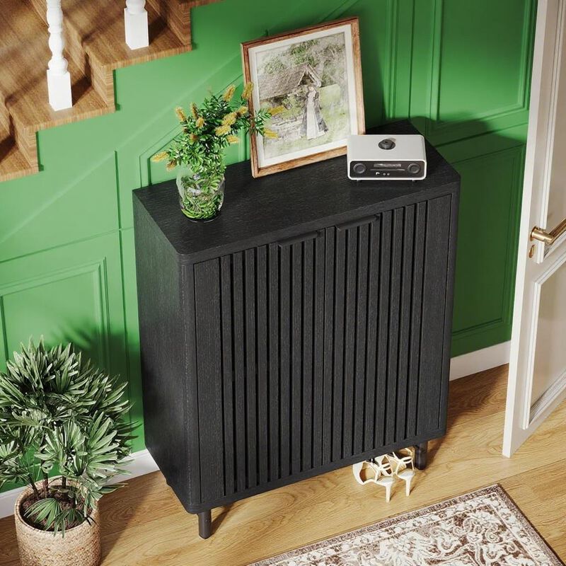 Black Shoe Cabinet  &ndash; Sturdy Storage for Shoes For Entryway image number 5