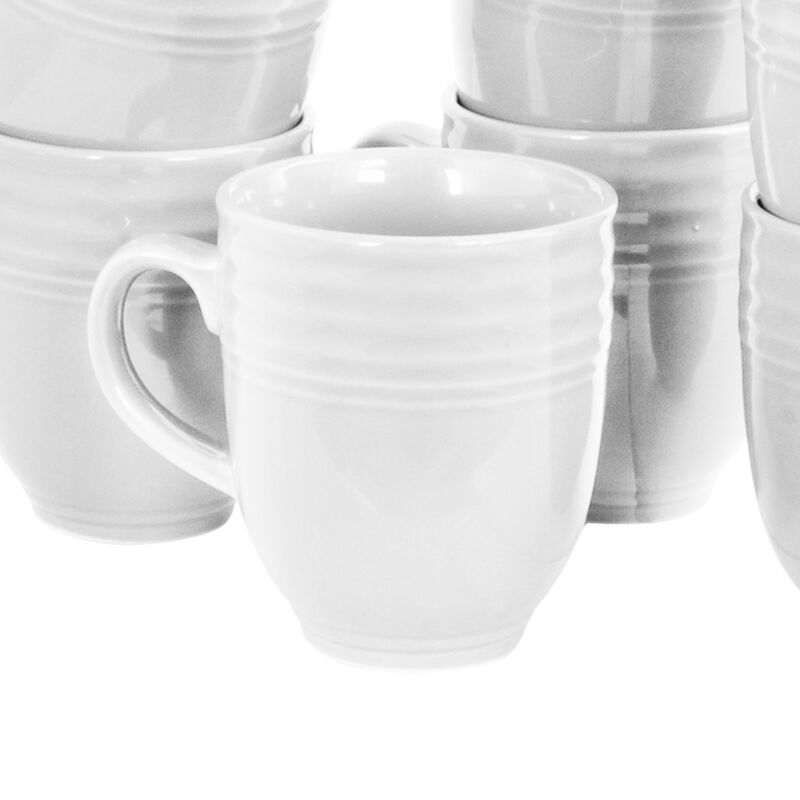 Plaza Cafe 15 oz Mug Set in White, Set of 8