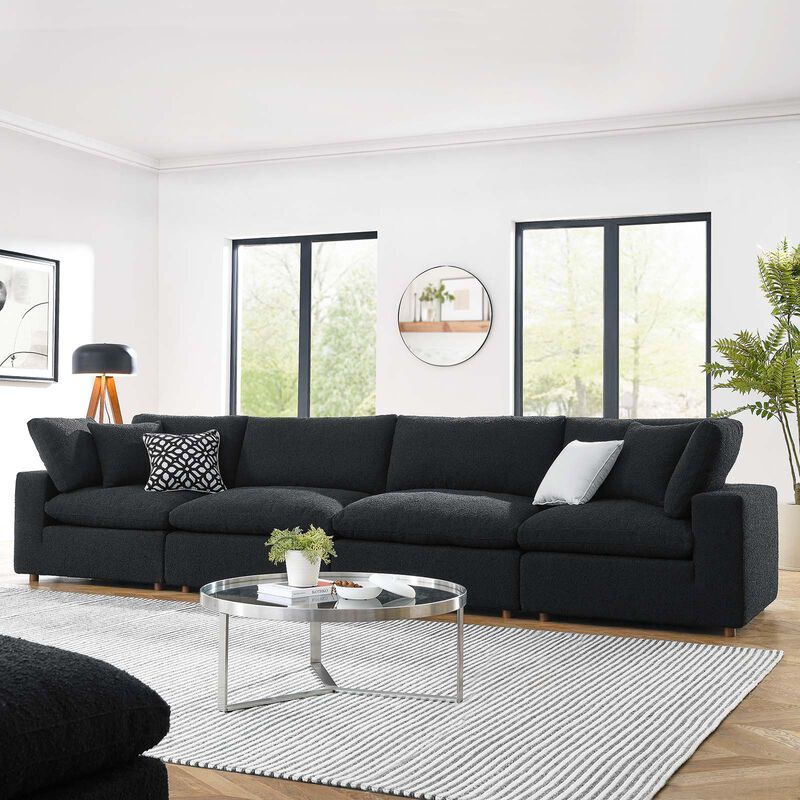 Commix Down Filled Overstuffed Boucle Fabric 4-Seater Sofa image number 1