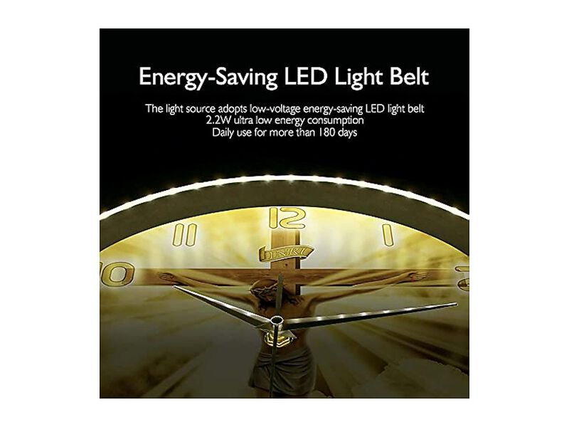 Voice Control LED Lighting Jesus Christ Wall Clock Silent Metal Home Decor image number 2