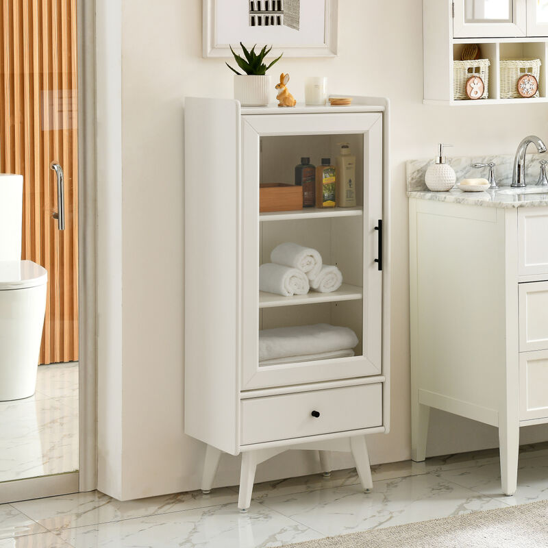 Streamdale White Bathroom Cabinet with Glass Door (46")