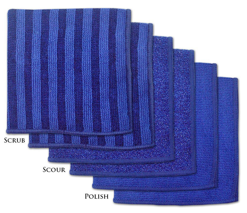 Set of 6 Nautical Blue Microfiber Square Dish Towels 12” x 12”
