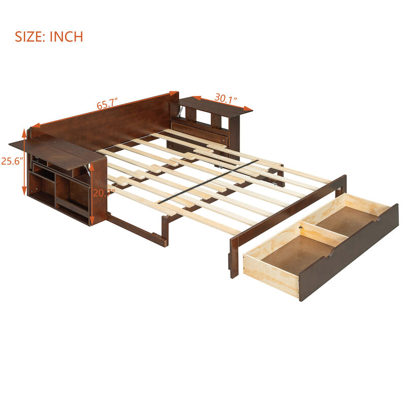 Merax 4-in-1 Multifunctional Sofa Bed Desk with Storage image number 6