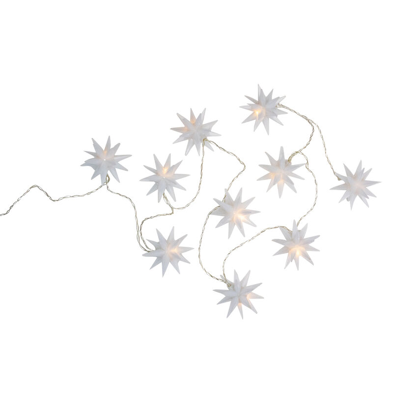 10-Count LED White Star Christmas Fairy Lights 5.25ft Copper Wire image number 3