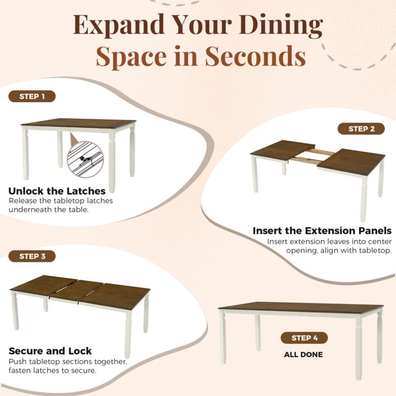 Jedtet Farmhouse 5‑Piece Extendable Dining Table Set image number 5