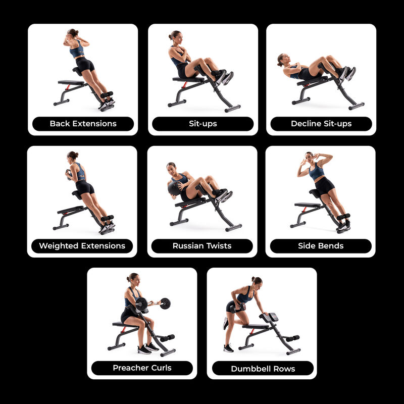 Sunny Health & Fitness Adjustable Roman Chair & Hyperextension Bench for Back, Core & Glute Training image number 2