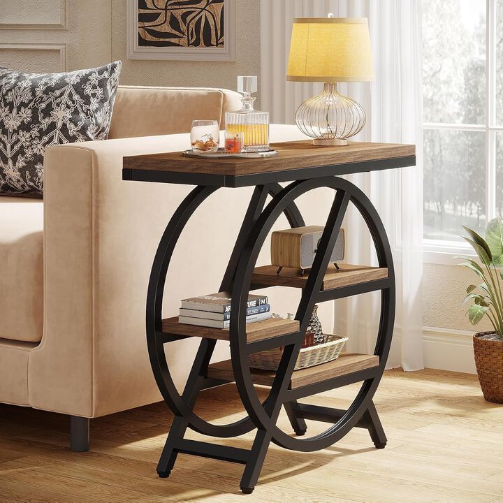 Tribesigns 4-Tier End Table, Small Side Table for Living Room, Narrow Nightstand with Storage Shelves, Slim Bedside Table for Bedroom, Snack Table for Small Spaces, 50 lb Capacity