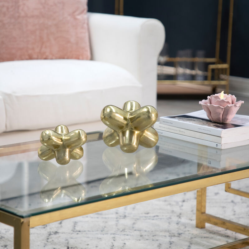 Gold Geometric Orb Sculpture