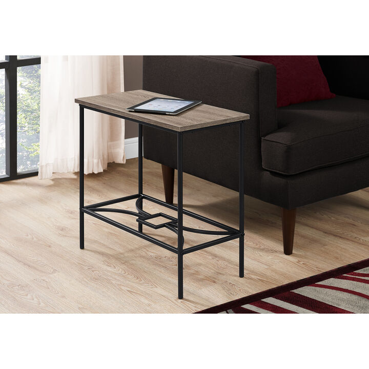 Monarch Specialties I 2075 Accent Table, Side, End, Narrow, Small, 2 Tier, Living Room, Bedroom, Metal, Laminate, Brown, Black, Contemporary, Modern