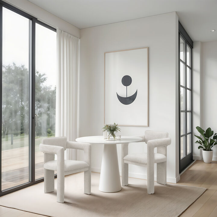 Meridian Furniture Brenda Cream Chenille Fabric Dining Chair, Set of 2