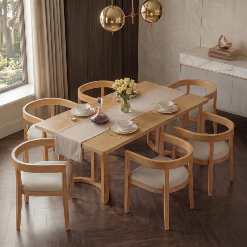 Curquu 7‑Piece Modern Farmhouse Dining Set image number 1