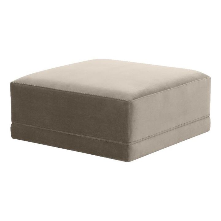 TOV Furniture Willow Taupe Velvet Upholstered Ottoman