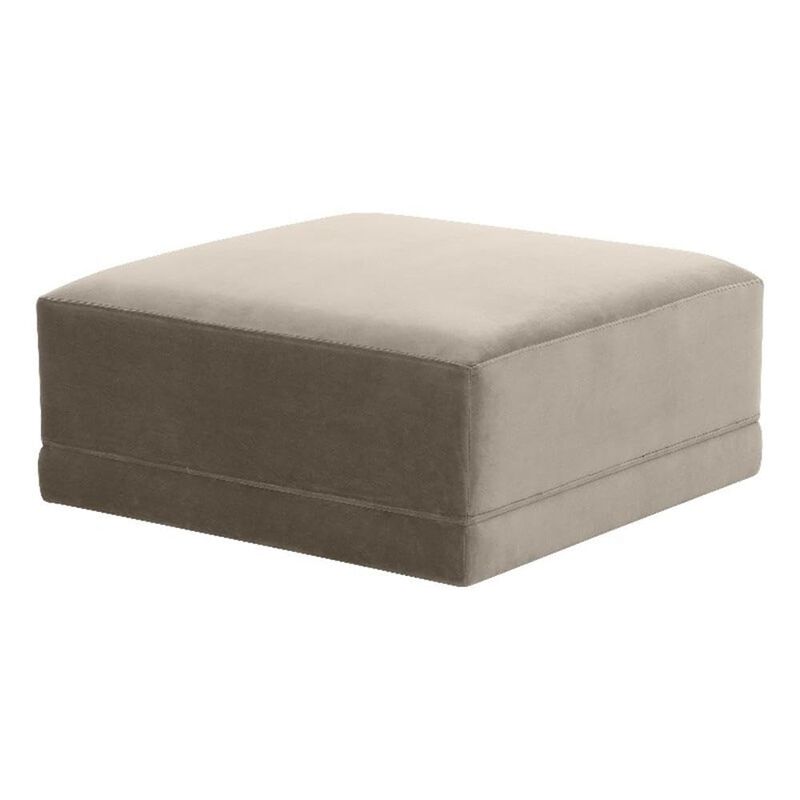 TOV Furniture Willow Taupe Velvet Upholstered Ottoman image number 0