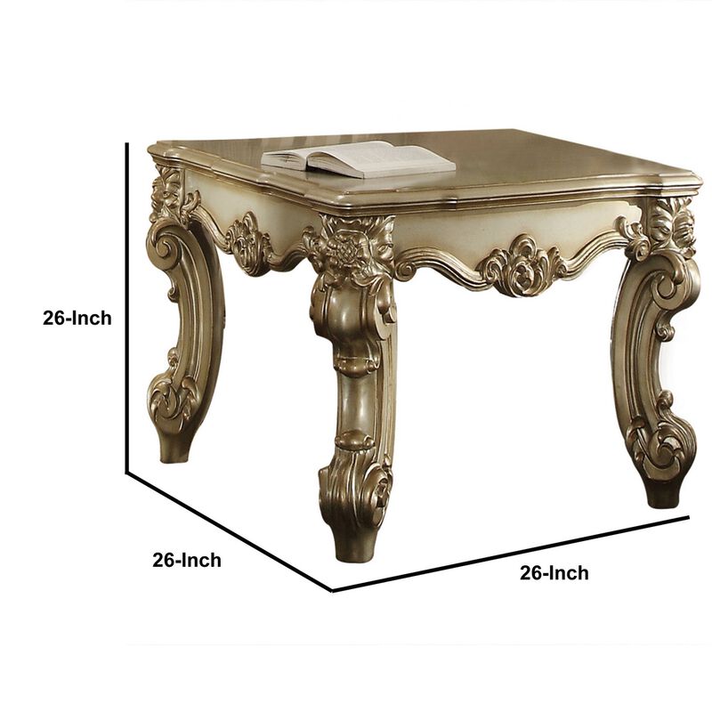 ACME Vendome II End Table - - Gold Patina & Bone