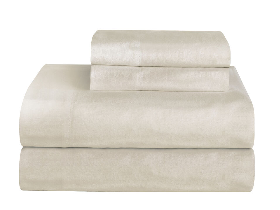 Pointehaven Ultra Soft 100% Cotton Sage Solid 170 GSM Flannel 4 pc Sheet Set, California King