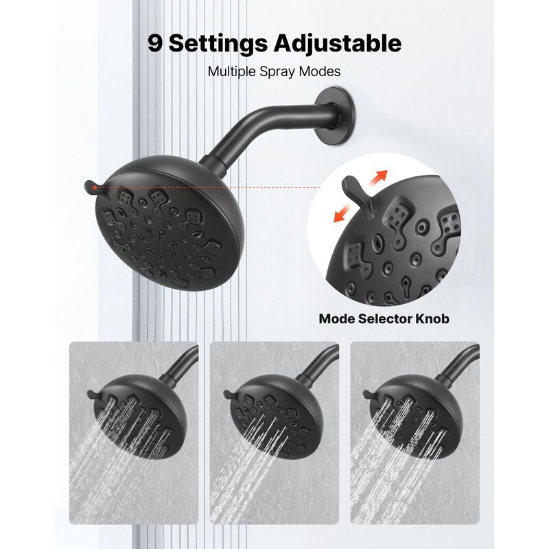 Tub and Shower Faucet Set Matte Black Rainfall Shower Head Tub Spout image number 3