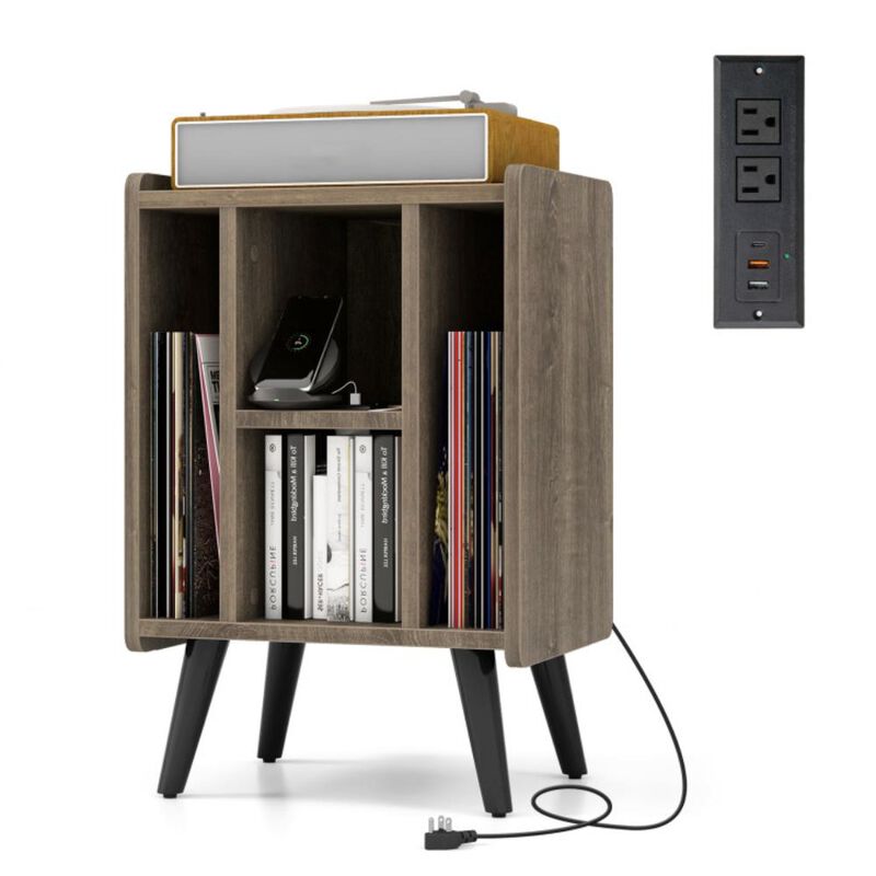 Hivvago Vinyl Record Storage Turntable Stand with 4 Open Shelves