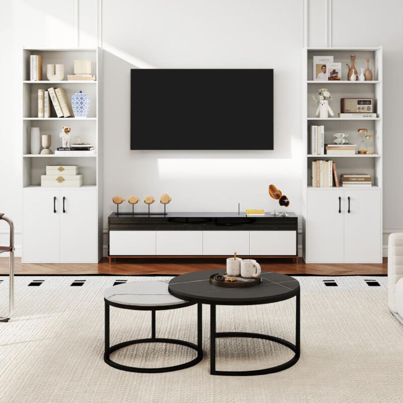 Hivvago Bookcase 6-Tier with Adjustable Shelves and 2-Door Cabinet