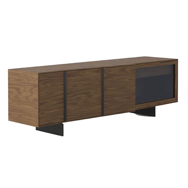Cid Tera Sideboard Buffet Cabinet, 89 Inch Brown Walnut Veneer, 2 Angled Doors