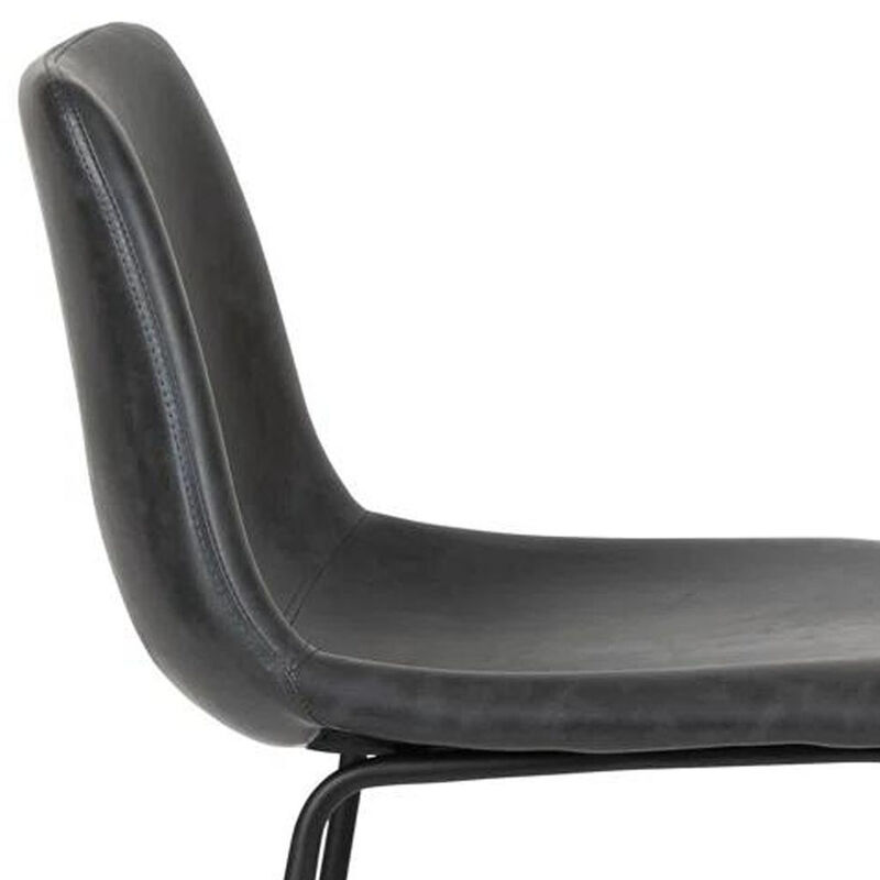 HomeRoots Set of Two 29" Black Faux Leather and Aluminum Bar Height Bar Chairs image number 5